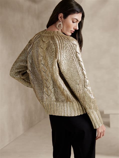 metallic cooling fabric sweater|Metallic Sweater .